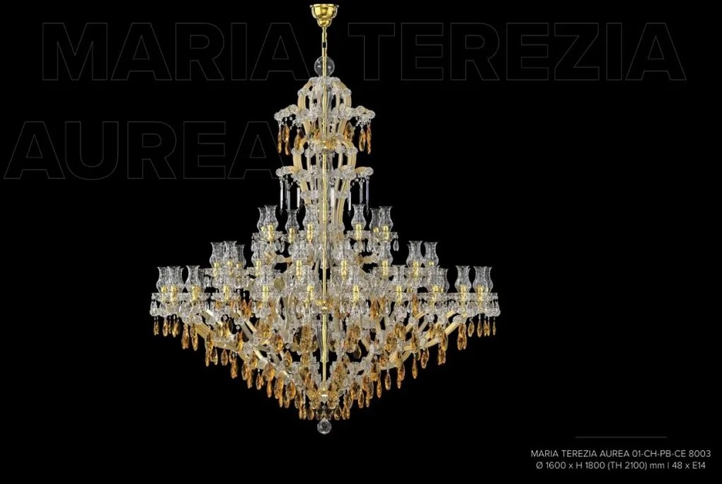 Candelabru Cristal Bohemia Exclusive 48 brate MARIA TEREZIA AUREA