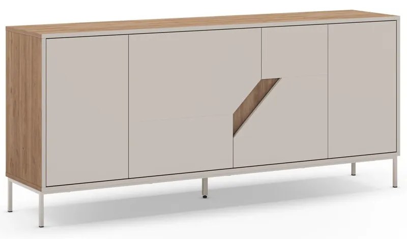 Comodă crem/în culoare naturală cu aspect de lemn de stejar 180x80x40 cm Lilou – Marckeric