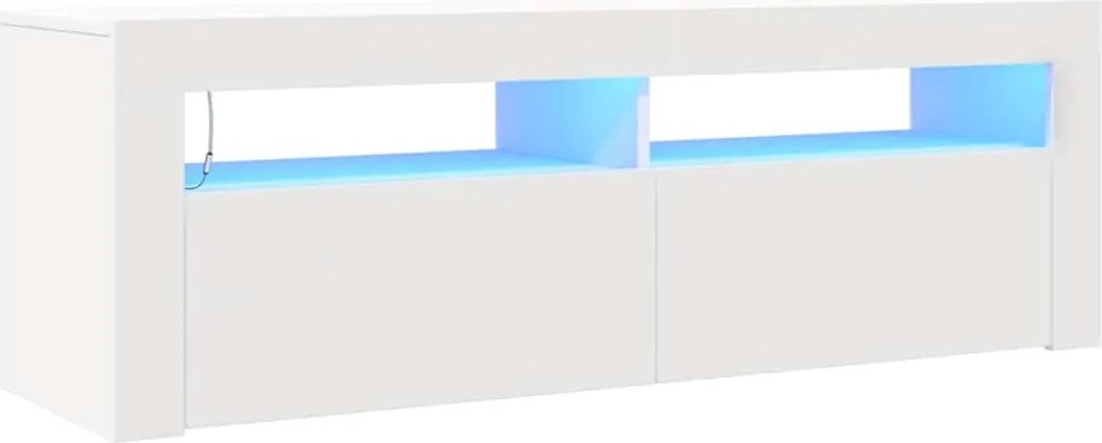 vidaXL Comodă TV cu lumini LED, alb, 120x35x40 cm