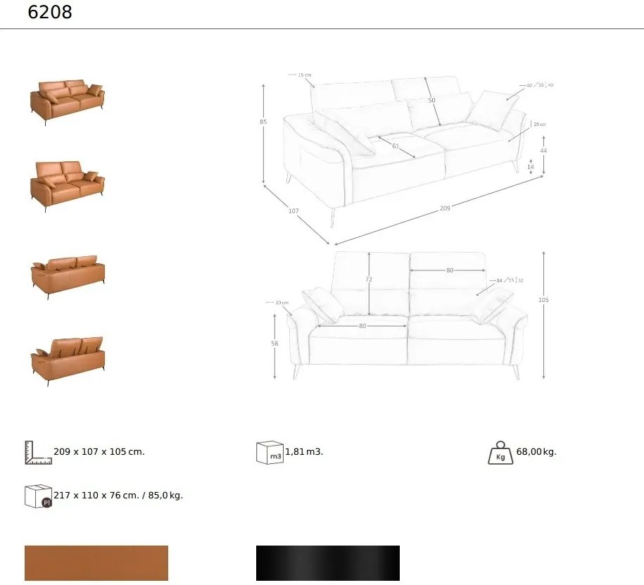 Canapea design LUX 3 locuri Brown Leather