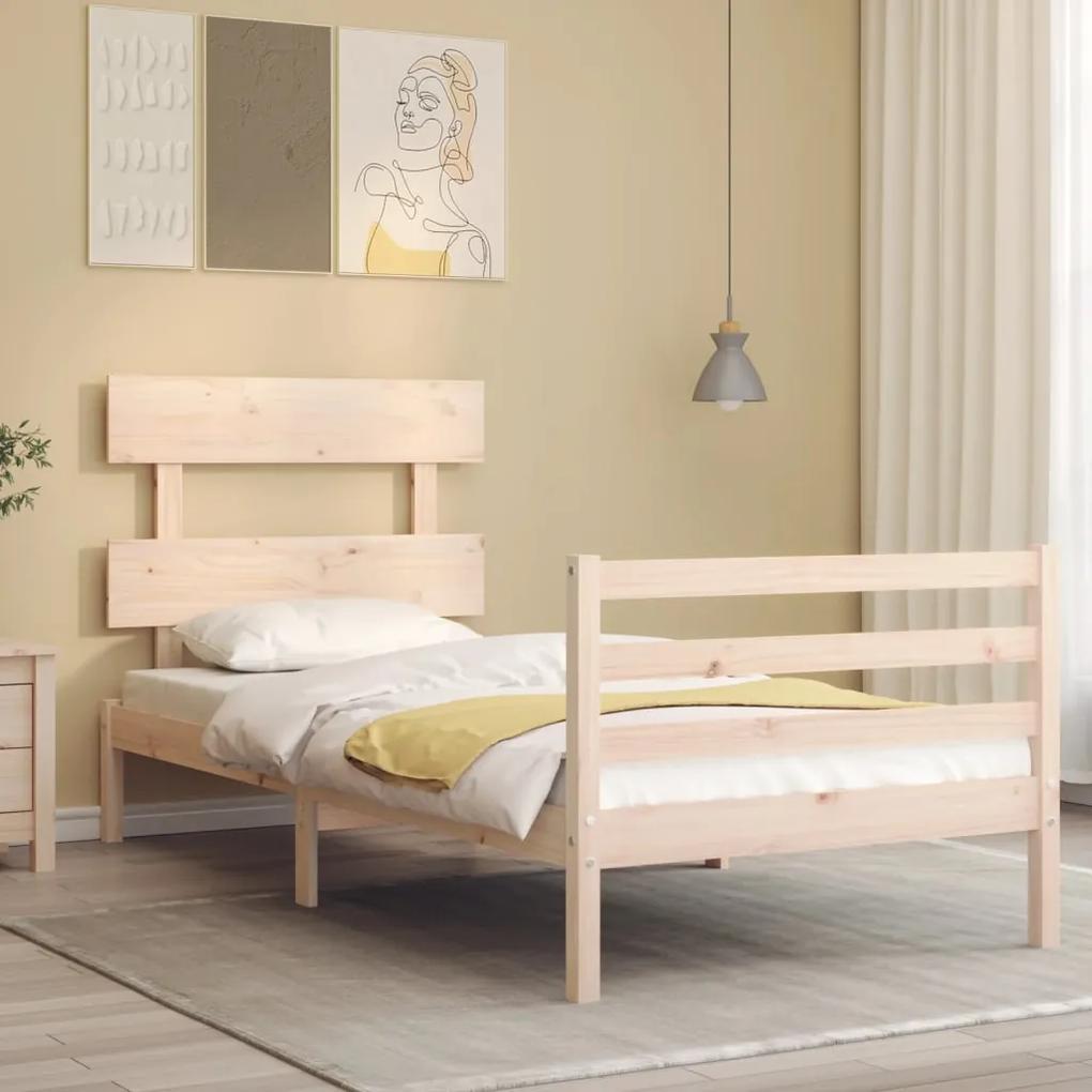 3195051 vidaXL Cadru de pat cu tăblie single mic, lemn masiv