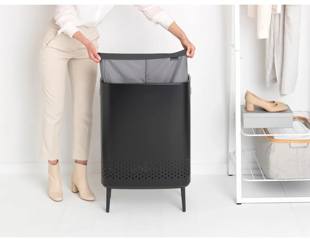 Coș de rufe negru mat din metal 90 l Bo Hi – Brabantia