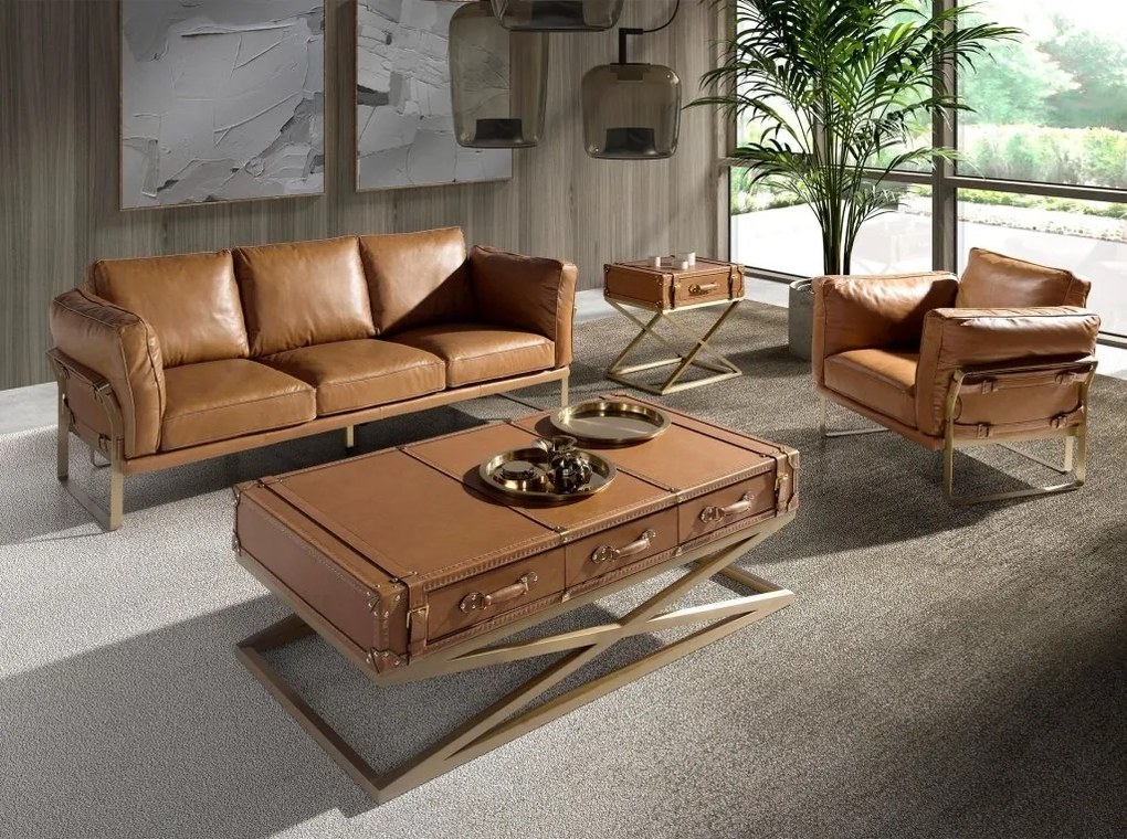 Fotoliu LUX design italian Cowhide camel