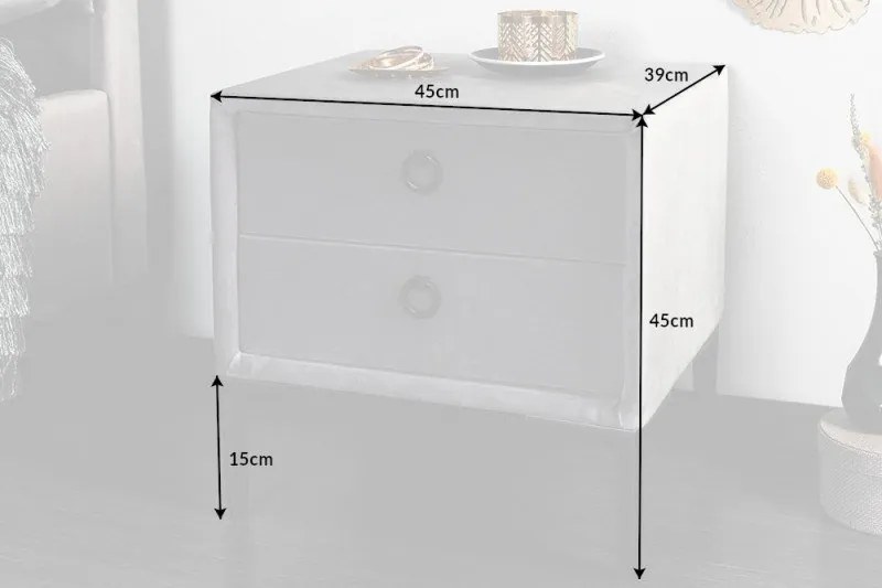 Noptiera, Masuta laterala design modern Cosmopolite, gri-argintiu