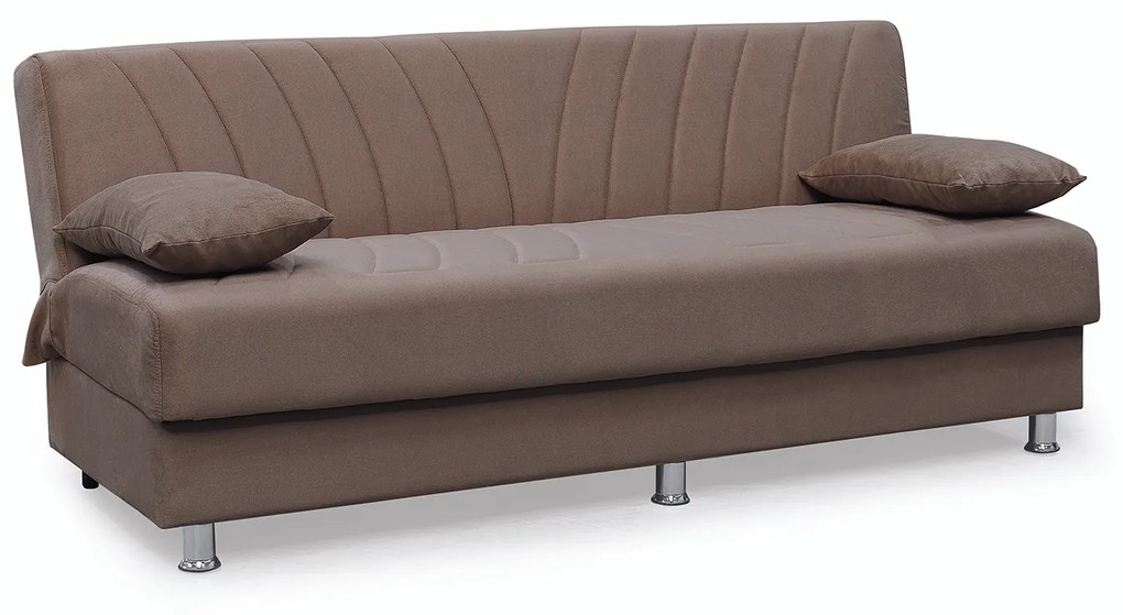 Canapea VALERIA extensibila, 3 locuri, cu arcuri si lada depozitare, cappuccino, 190x82x83 cm