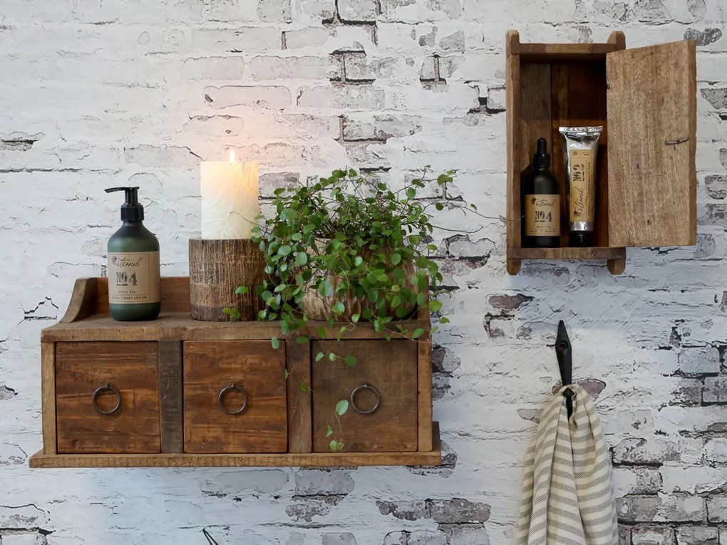 Dulapior de perete din lemn reciclat, aspect rustic, Grimaud - Geo
