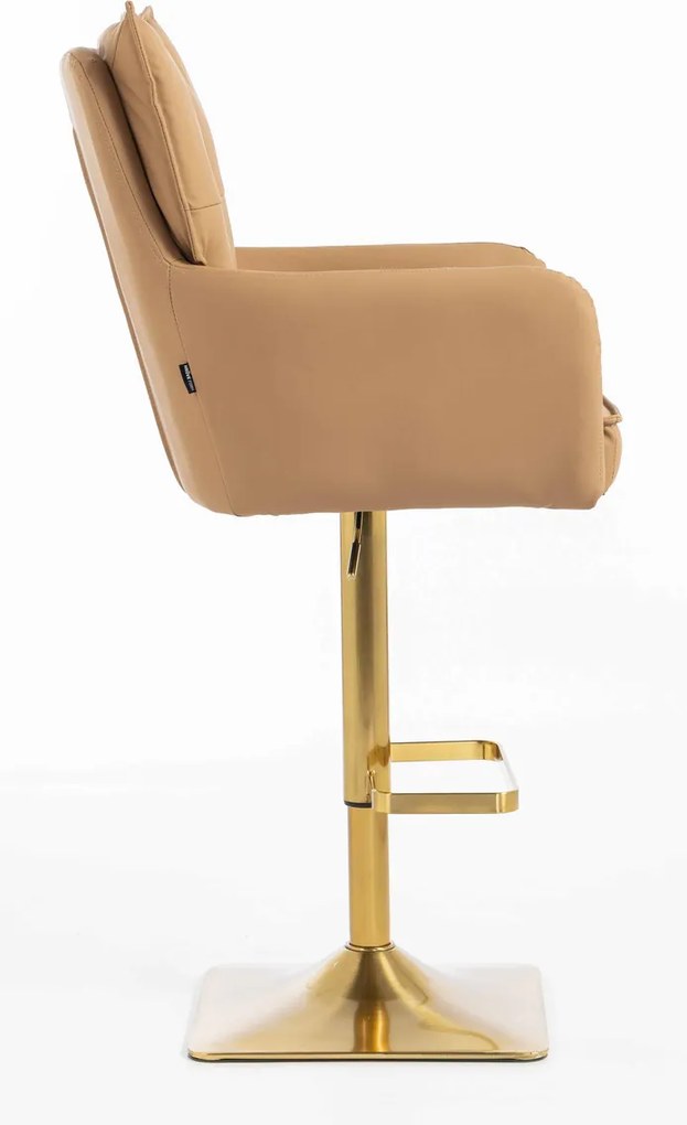 HR250KW Scaun Piele Ecologică Premium Soft Culoare Caramel Bază Aurie