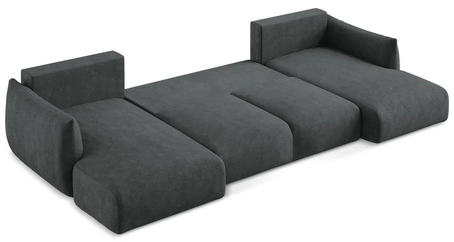 Colțar gri închis extensibil cu tapițerie din chenille (în formă de "U") Leila – Makamii