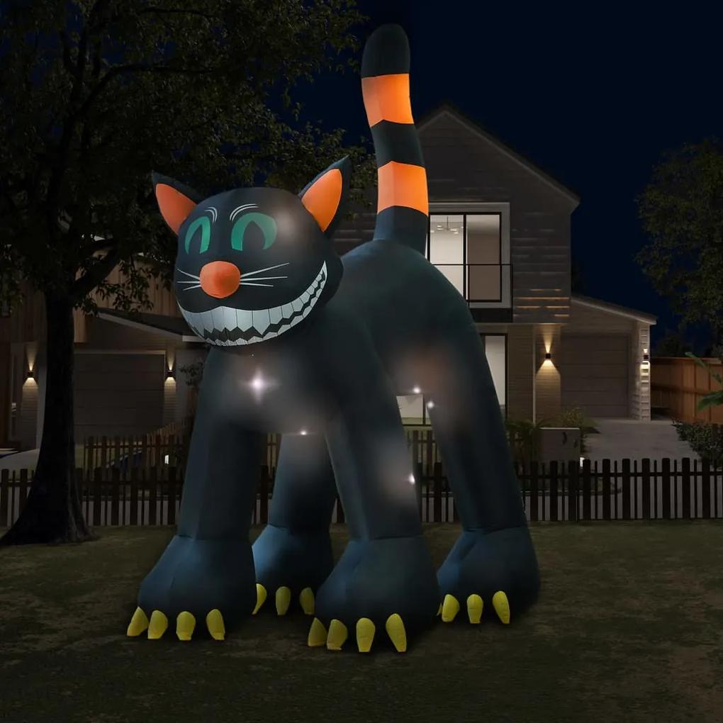 vidaXL Pisică neagră gonflabilă de halloween cu led xxl 6 m