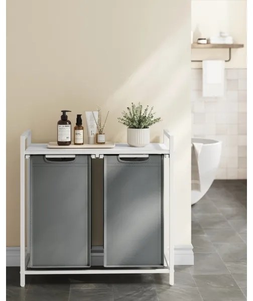 Coș de rufe REX alb/gri