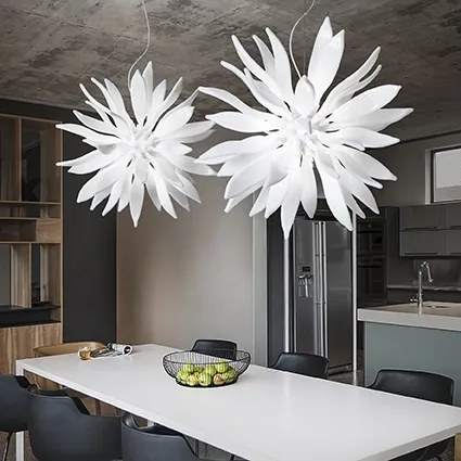 Lustra suspendata design modern LEAVES SP12 BIANCO 112268