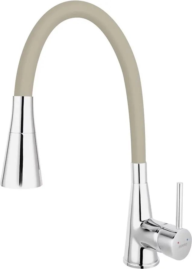 Baterie bucatarie cu pipa flexibila Ferro Zumba II bej