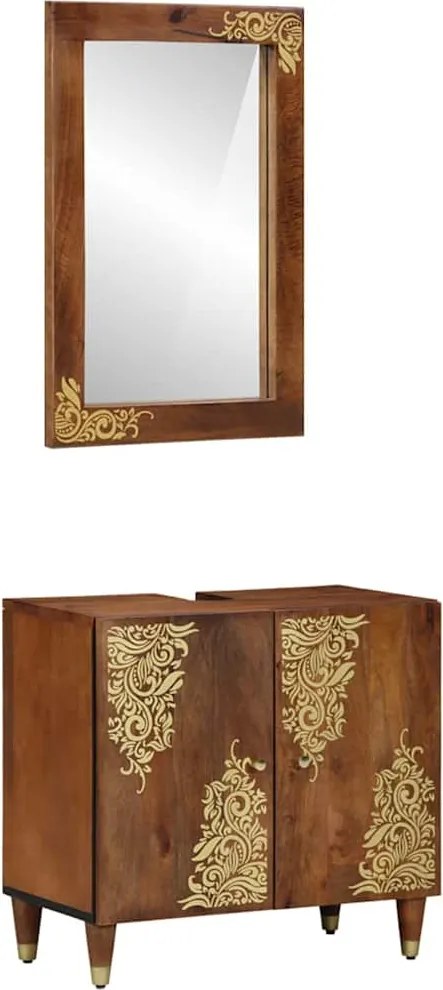 vidaXL Set dulap baie Pe perete 2 pcs Maro miere Lemn de mango solid