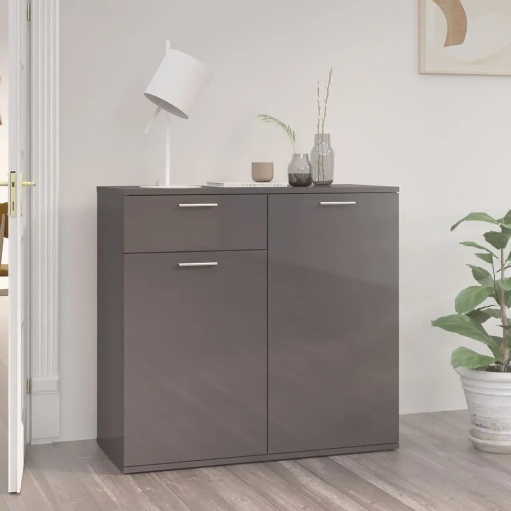 805778 vidaXL Servantă, gri extralucios, 80x36x75 cm, PAL
