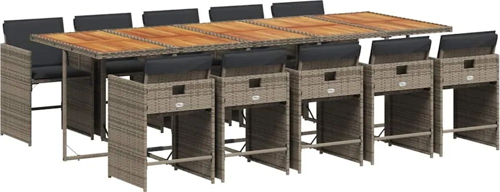 vidaXL Set mobilier de grădină cu perne, 11 piese, gri, poliratan