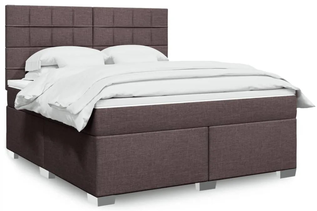 vidaXL Pat continental cu saltea maro închis 180x200cm material textil