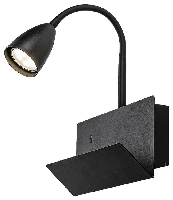 Aplica de perete cu spot directionabil si port USB Tacito negru