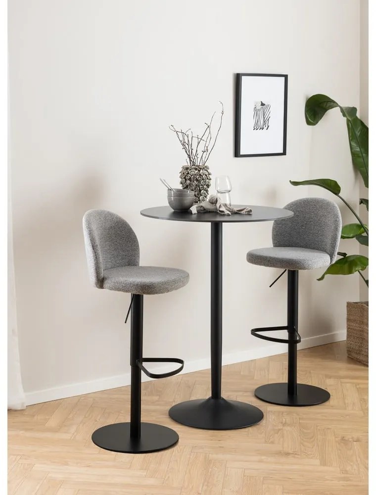 Scaun de bar negru/gri cu înălțime ajustabilă (înălțime șezut 55 cm) Patricia – Actona