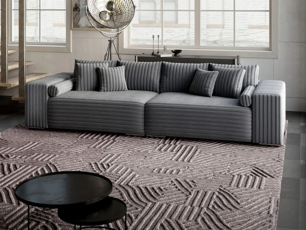 Canapea extensibilă dumonde cu ladă de depozitare si sezut confortabil din spuma high-density, Marbela Ambience Grey XXL 295x100 cm
