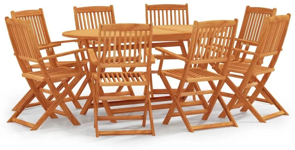 3087156 vidaXL Set mobilier de exterior pliabil, 9 piese, lemn masiv eucalipt