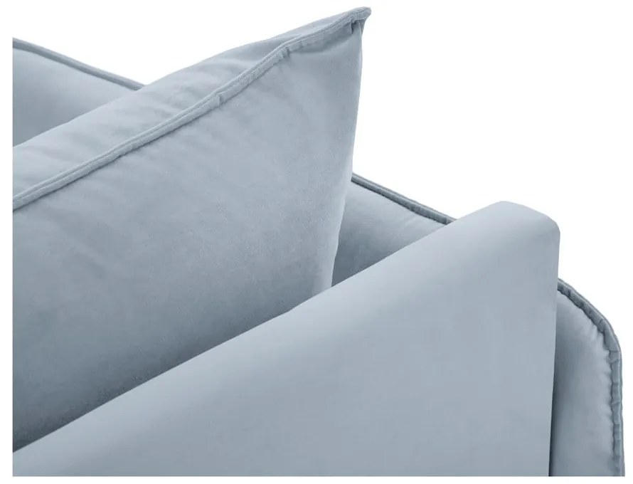 Șezlong albastru deschis cu tapițerie din catifea (cu colțar pe partea stângă ) Vienna – Cosmopolitan Design