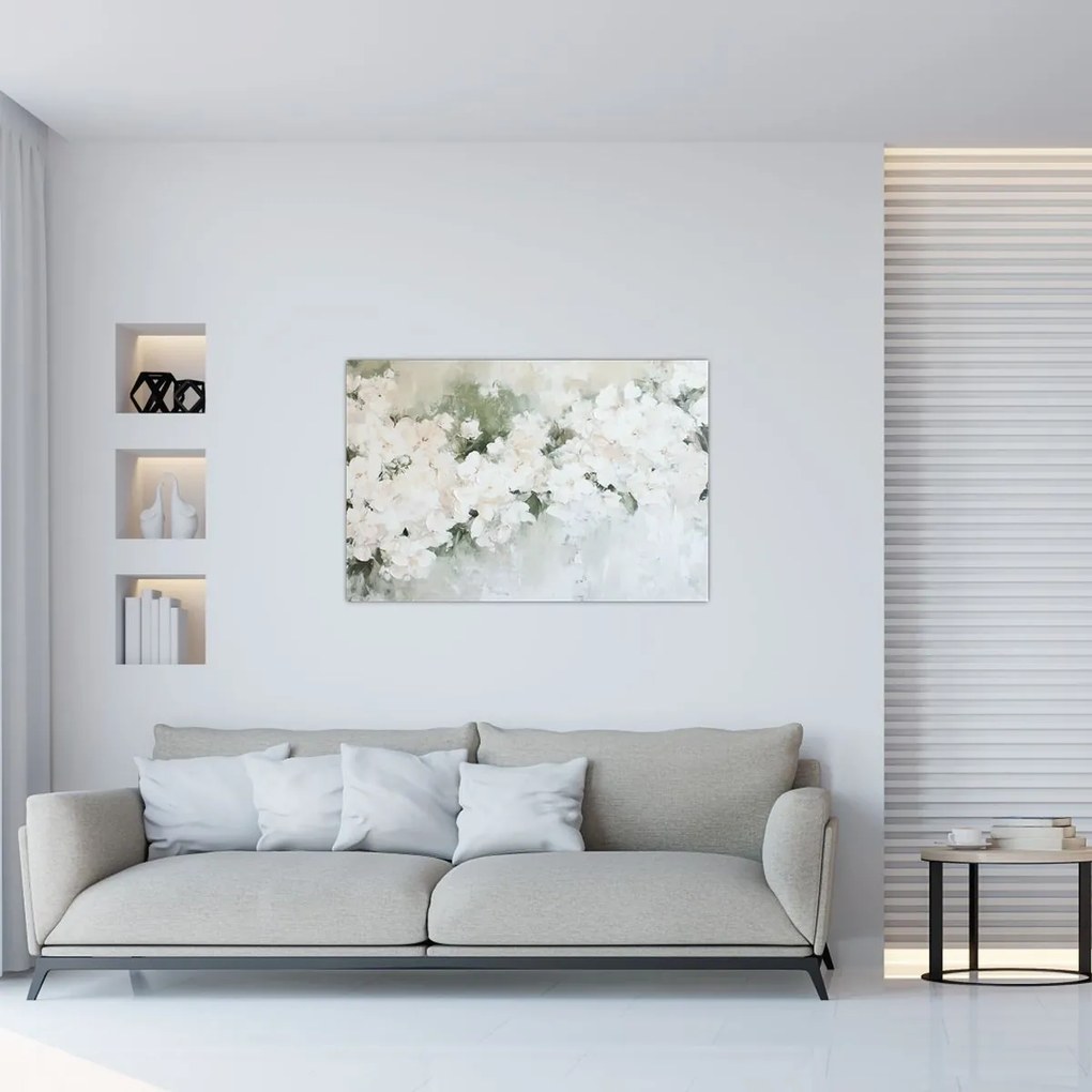 Tablou - Abstracție de Flori Albe (90x60 cm)