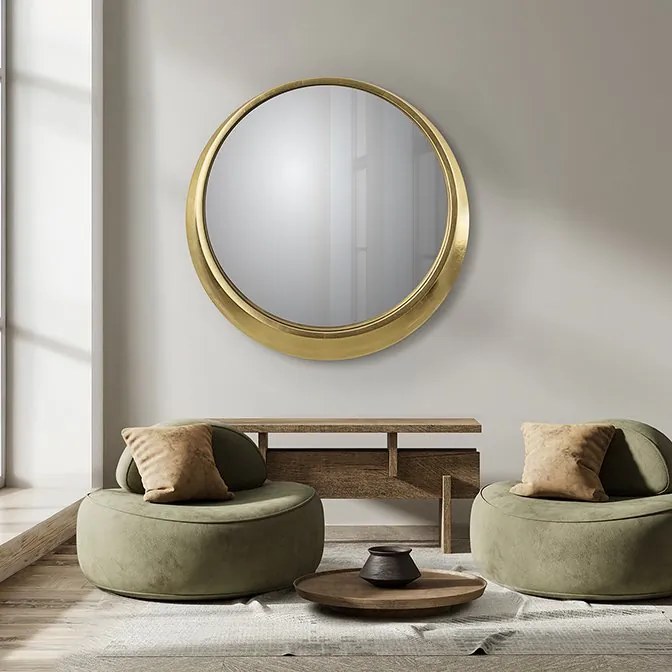 Oglinda de perete rotunda cu rama aurie Alan 87cm