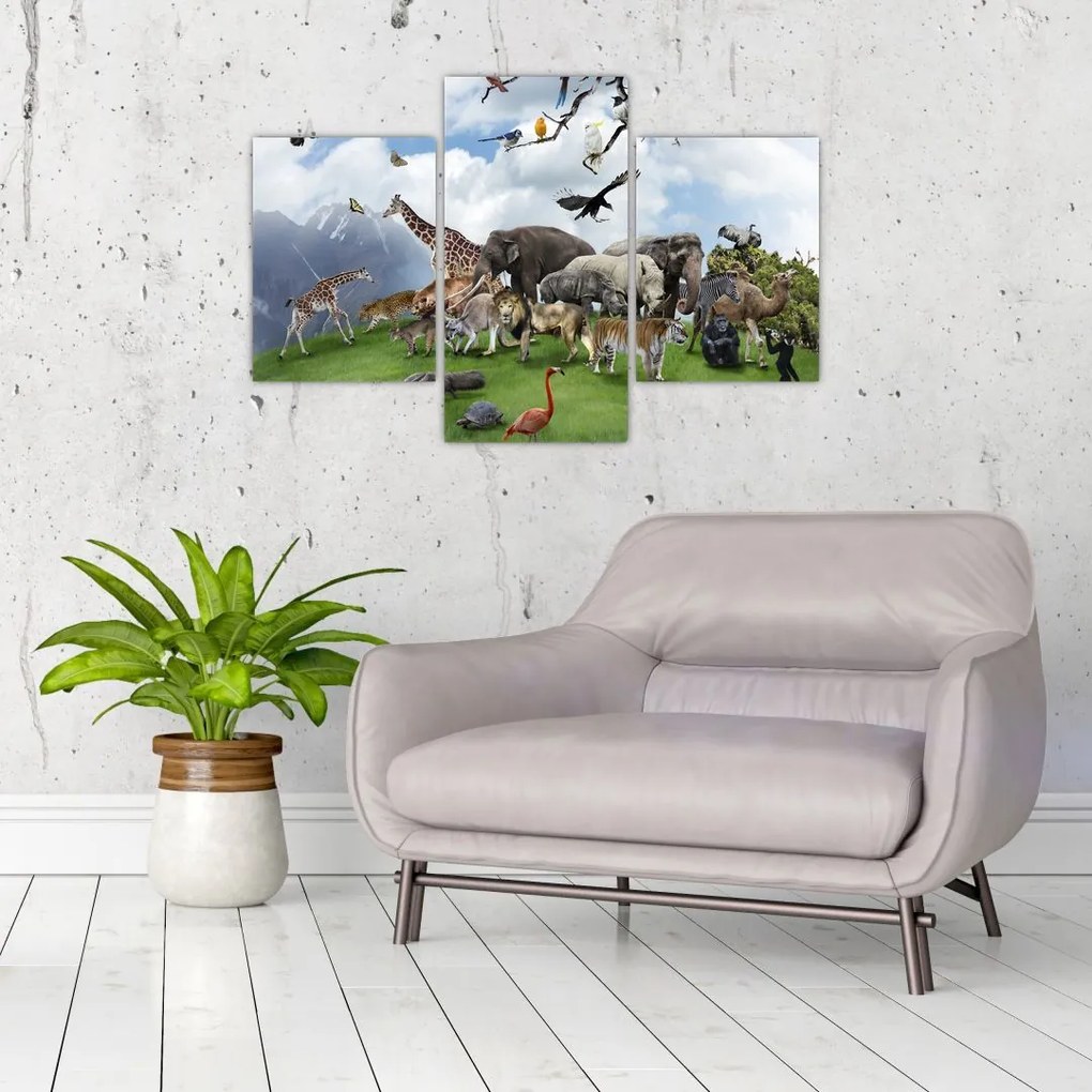 Tablou - Animale pe insulă (90x60 cm)