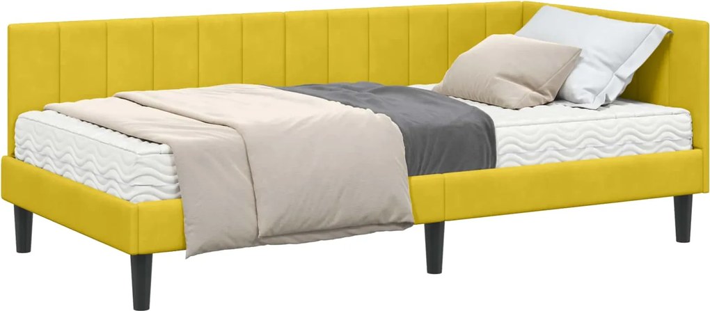 vidaXL Cadru de pat colțar cu saltea cu saltea 2 pcs Galben Catifea