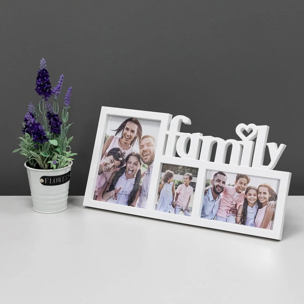 Rama foto 3D White Family pentru 3 fotografii 40x20 cm