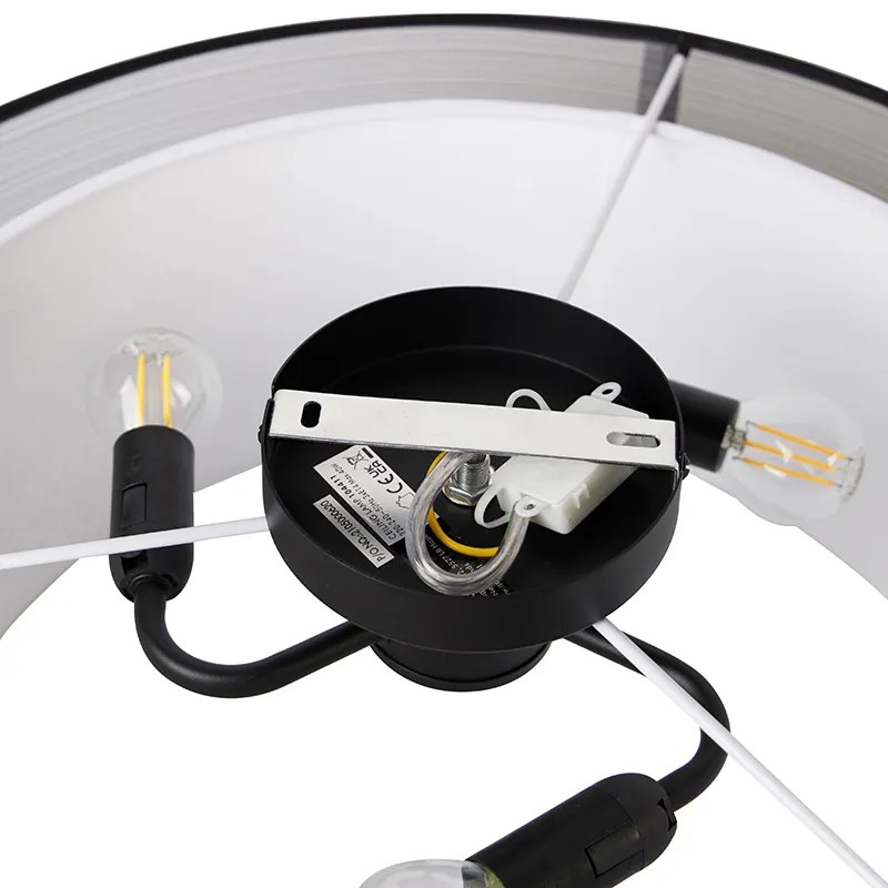 Plafoniera moderna neagra cu alba 50 cm 3 lumini - Drum Duo