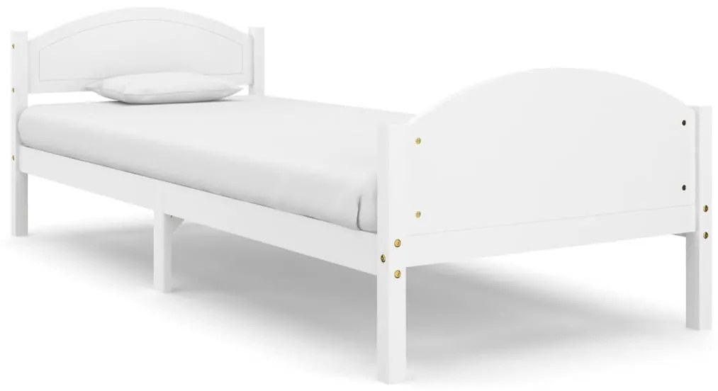 322031 vidaXL Cadru de pat, alb, 90x200 cm, lemn masiv de pin
