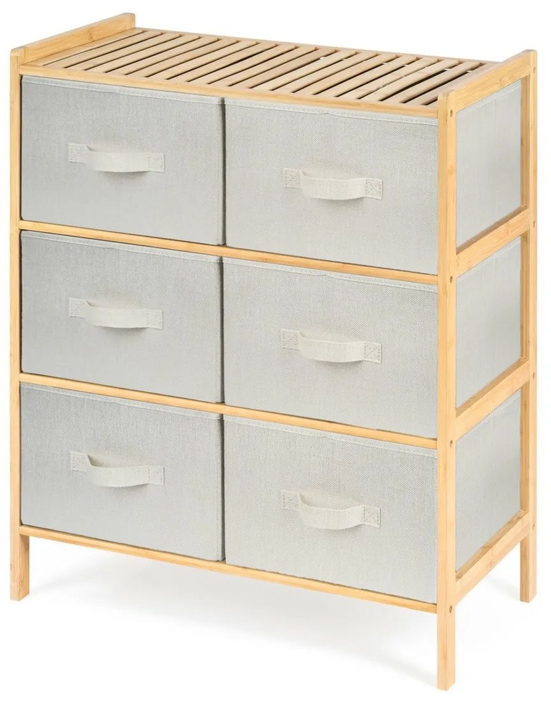 Raftier din bambus cu coșuri G21, 3 etajere, bej, 3 etaje