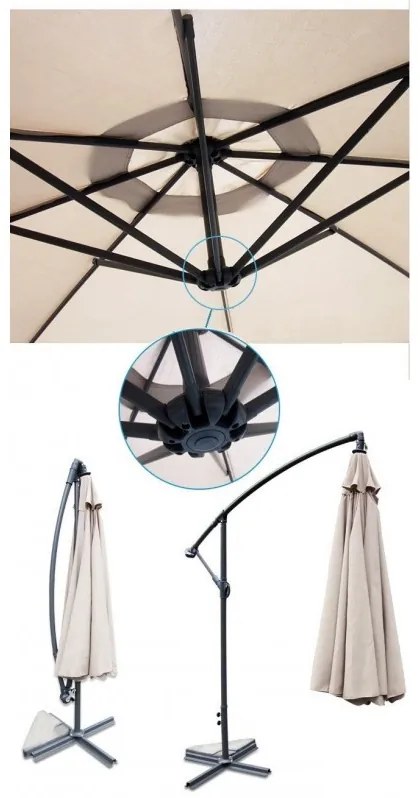 ShopJK UMBRELĂ DE SOARE PENTRU GRĂDINĂ 350 CM GRI