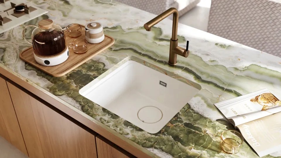 MOMI Baterie pentru bucătărie cu pipă extractibilă – Bronz Periat BKM_C73M