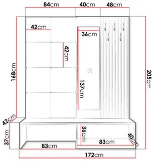 Mobilier hol Anrolat I (Stejar artisan + Negru + albastru) (cu oglindă). 1104697