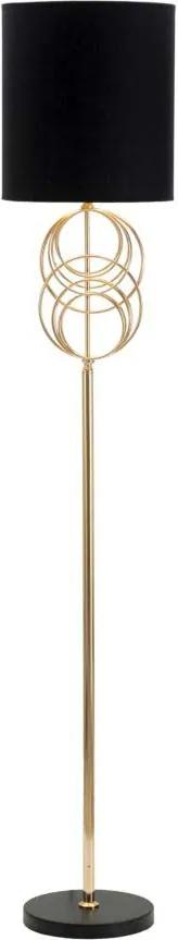 Lampadar Circly, 171x35x35 cm, metal/ pvc/ textil, auriu/ negru