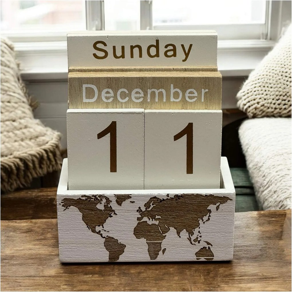 Calendar din Lemn, WORLD ,   11 x 6 x 14 cm