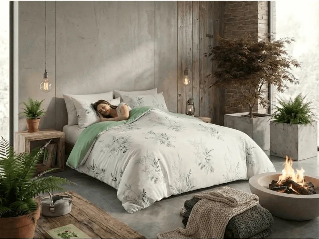 Lenjerie de pat din microfibra VERDELLE alb-verde Dimensiune lenjerie de pat: 70 x 90 cm | 140 x 200 cm