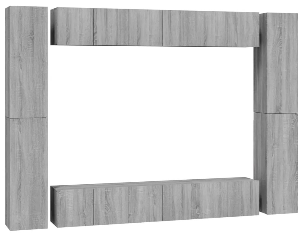 3120249 vidaXL Set dulapuri TV, 10 piese, gri sonoma, lemn compozit