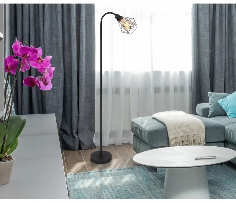 Lampadar, lampa de podea design modern Isabella negru mat