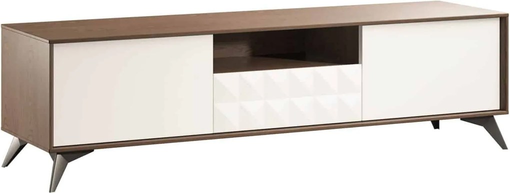 Comodă TV lemn masiv nuc Zion Crem-, 166 × 43 × 46 cm