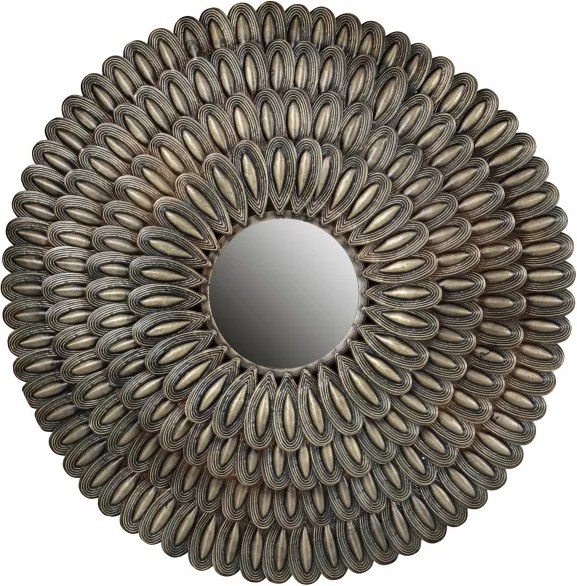 Oglinda rotunda cu rama din fier antique argintiu Husk, 83x83x4 cm