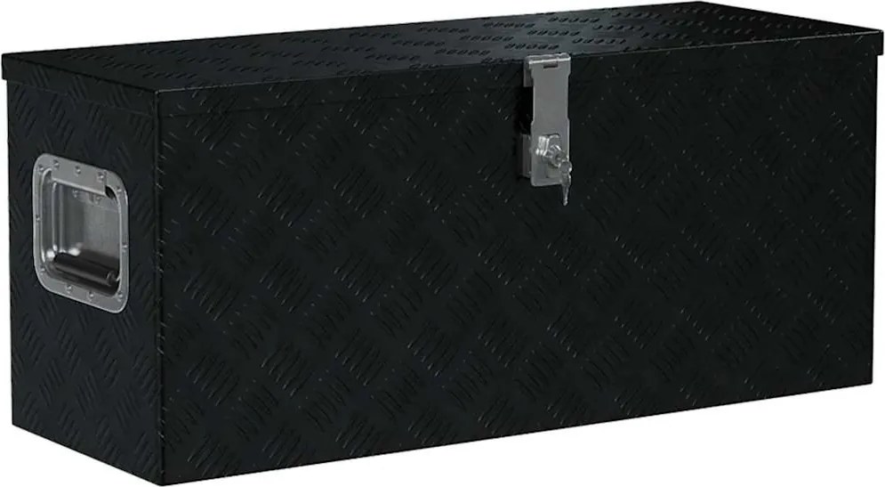 vidaXL Ladă de aluminiu, negru, 80 x 30 x 35 cm
