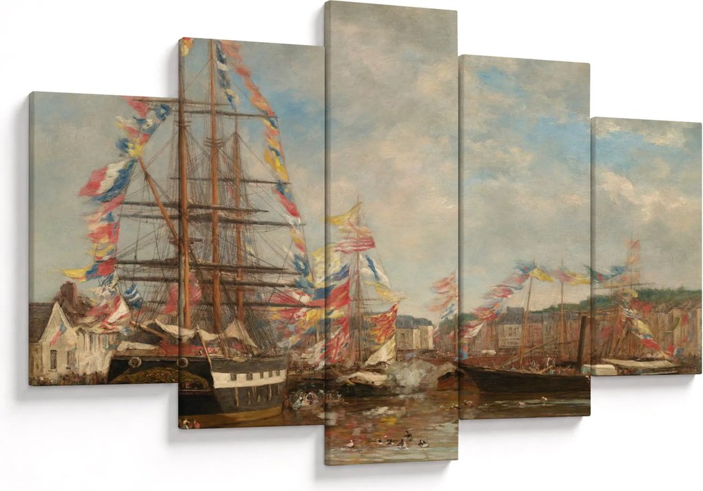 Tablou - Eugène Boudin, Festival in the Harbor of Honfleur, reproducere (150x105 cm)
