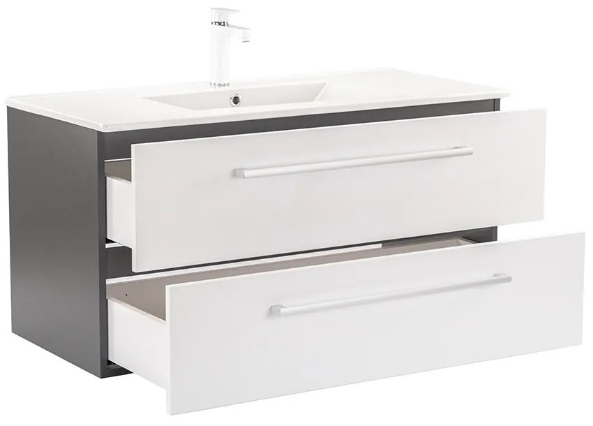 Dulap inferior Vario Clam 100 cu lavoar antracit-alb
