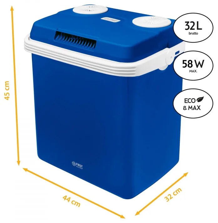 Geantă frigorifică electrică First Austria FA-5170-BU, 58W, 32 L, clasa E, separator intern, 12/220/240 V, albastru/alb