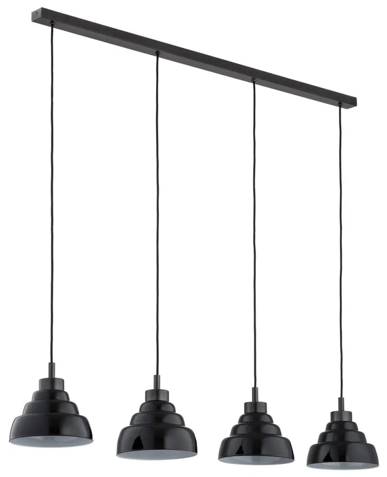 Lustra cu 4 pendule suspendate din Sticla, Negru, VENTURA