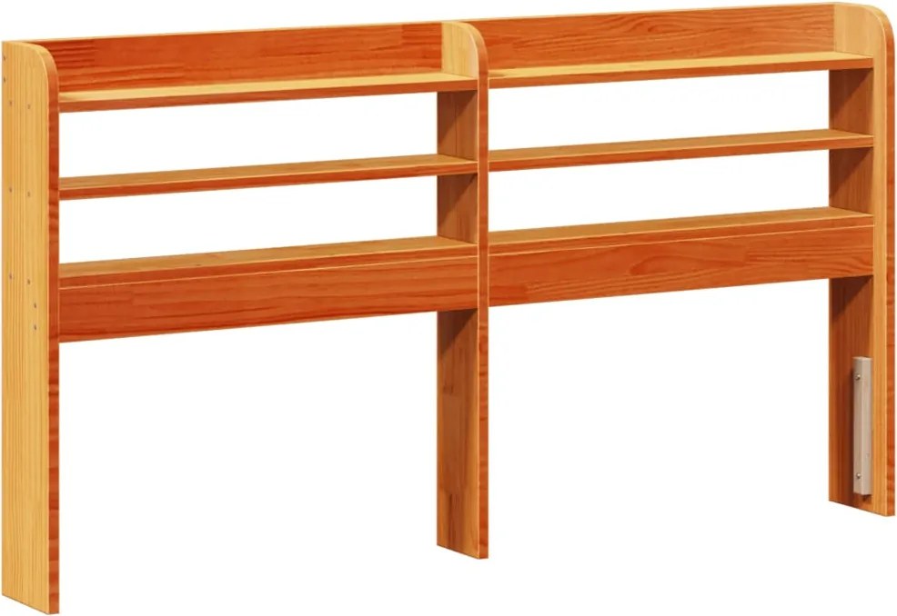 vidaXL Tăblie de pat cu rafturi, maro ceruit, 160 cm, lemn masiv pin