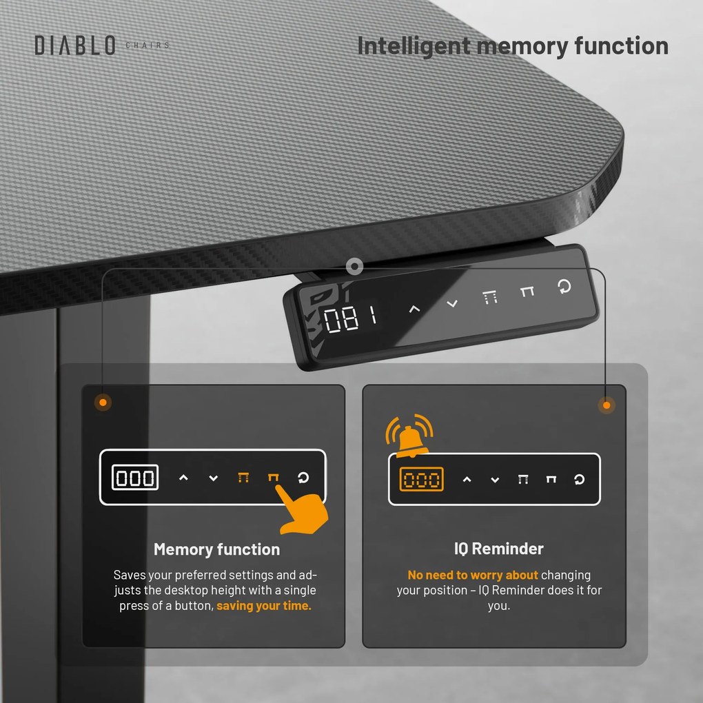 Birou Cu Înalțime Reglabilă Diablo X-Tensio 1600 Negru